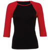 Baby Rib ¾ Sleeve Contrast Raglan T-Shirt in black-red