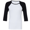 Baby Rib ¾ Sleeve Contrast Raglan T-Shirt in white-black
