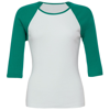 Baby Rib ¾ Sleeve Contrast Raglan T-Shirt in white-kelly