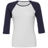 Baby Rib ¾ Sleeve Contrast Raglan T-Shirt in white-navy