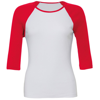 Baby Rib ¾ Sleeve Contrast Raglan T-Shirt in white-red