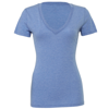 Triblend Deep V-Neck T-Shirt in blue-triblend
