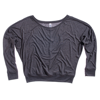 Flowy Off-The-Shoulder Long Sleeve T-Shirt in dark-grey-heather