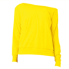 Flowy Off-The-Shoulder Long Sleeve T-Shirt in neon-yellow