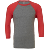 Unisex Triblend ¾ Sleeve Baseball T-Shirt in grey-lightredtriblend