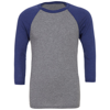 Unisex Triblend ¾ Sleeve Baseball T-Shirt in grey-navytriblend