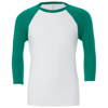 Unisex Triblend ¾ Sleeve Baseball T-Shirt in white-kelly