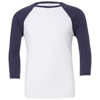 Unisex Triblend ¾ Sleeve Baseball T-Shirt in white-navy
