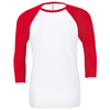 Unisex Triblend ¾ Sleeve Baseball T-Shirt in white-red
