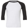 Unisex Triblend ¾ Sleeve Baseball T-Shirt in whitefleck-charcoal-blacktriblend