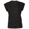 Women'S Flowy Muscle Tee With Rolled Cuff in black