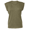 Women'S Flowy Muscle Tee With Rolled Cuff in heather-olive