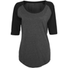 Women'S ¾ Contrast Raglan Tee in charcoal-black