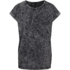 Women'S Acid Washed Extended Shoulder Tee in darkgrey-white