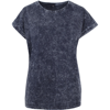 Women'S Acid Washed Extended Shoulder Tee in indigo-white