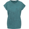 Women'S Acid Washed Extended Shoulder Tee in teal-black