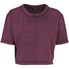 Women'S Acid Washed Cropped Tee in berry-black