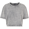 Women'S Acid Washed Cropped Tee in grey-black