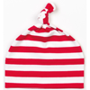 Baby Stripy One-Knot Hat in red-washedwhite
