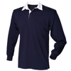 Kids Long Sleeve Plain Rugby Shirt in navy