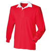 Kids Long Sleeve Plain Rugby Shirt in red