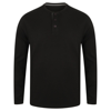 Washed Long Sleeve Henley T in black