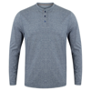 Washed Long Sleeve Henley T in blue-marl