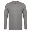 Washed Long Sleeve Henley T in charcoal-marl