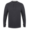 Washed Long Sleeve Henley T in navy