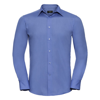 Long Sleeve Polycotton Easycare Fitted Poplin Shirt in corporate-blue