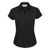 Women'S Cap Sleeve Polycotton Easycare Fitted Poplin Shirt in black