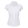 Women'S Cap Sleeve Polycotton Easycare Fitted Poplin Shirt in white