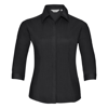 Women'S ¾ Sleeve Polycotton Easycare Fitted Poplin Shirt in black