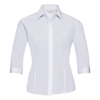 Women'S ¾ Sleeve Polycotton Easycare Fitted Poplin Shirt in white