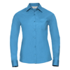 Women'S Long Sleeve Polycotton Easycare Poplin Shirt in turquoise
