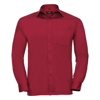 Long Sleeve Polycotton Easycare Poplin Shirt in classic-red