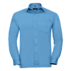 Long Sleeve Polycotton Easycare Poplin Shirt in turquoise