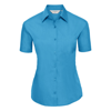 Women'S Short Sleeve Polycotton Easycare Poplin Shirt in turquoise