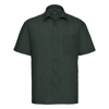 Short Sleeve Polycotton Easycare Poplin Shirt in bottle-green