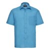 Short Sleeve Polycotton Easycare Poplin Shirt in turquoise