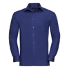 Long Sleeve Pure Cotton Easycare Poplin Shirt in aztec-blue