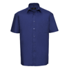 Short Sleeve Pure Cotton Easycare Poplin Shirt in aztec-blue