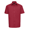 Short Sleeve Pure Cotton Easycare Poplin Shirt in classic-red