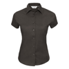 Women'S Short Sleeve Easycare Fitted Stretch Shirt in chocolate