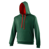 Varsity Hoodie in bottlegreen-firered