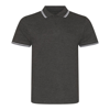 Stretch Tipped Polo in charcoal-white