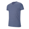 V-Neck Short Sleeve Melange T-Shirt in blue-heather