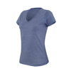 Women'S V-Neck Short Sleeve Melange T-Shirt in blue-heather