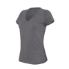 Women'S V-Neck Short Sleeve Melange T-Shirt in dark-grey-heather