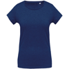 Women'S Organic Cotton Crew Neck T-Shirt in ocean-blue-heather